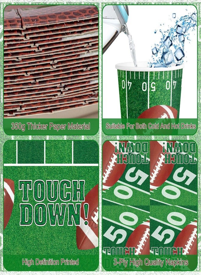 Litmitfu 99 Pcs Football Party Supplies Sets, Includes Touchdown Dinner Plates, Dessert Plates, Napkins, Rugby Tablecloths, Cups and Banner for Football Birthday Gameday Tailgate Party Decorations, Serves 24 - Image 4